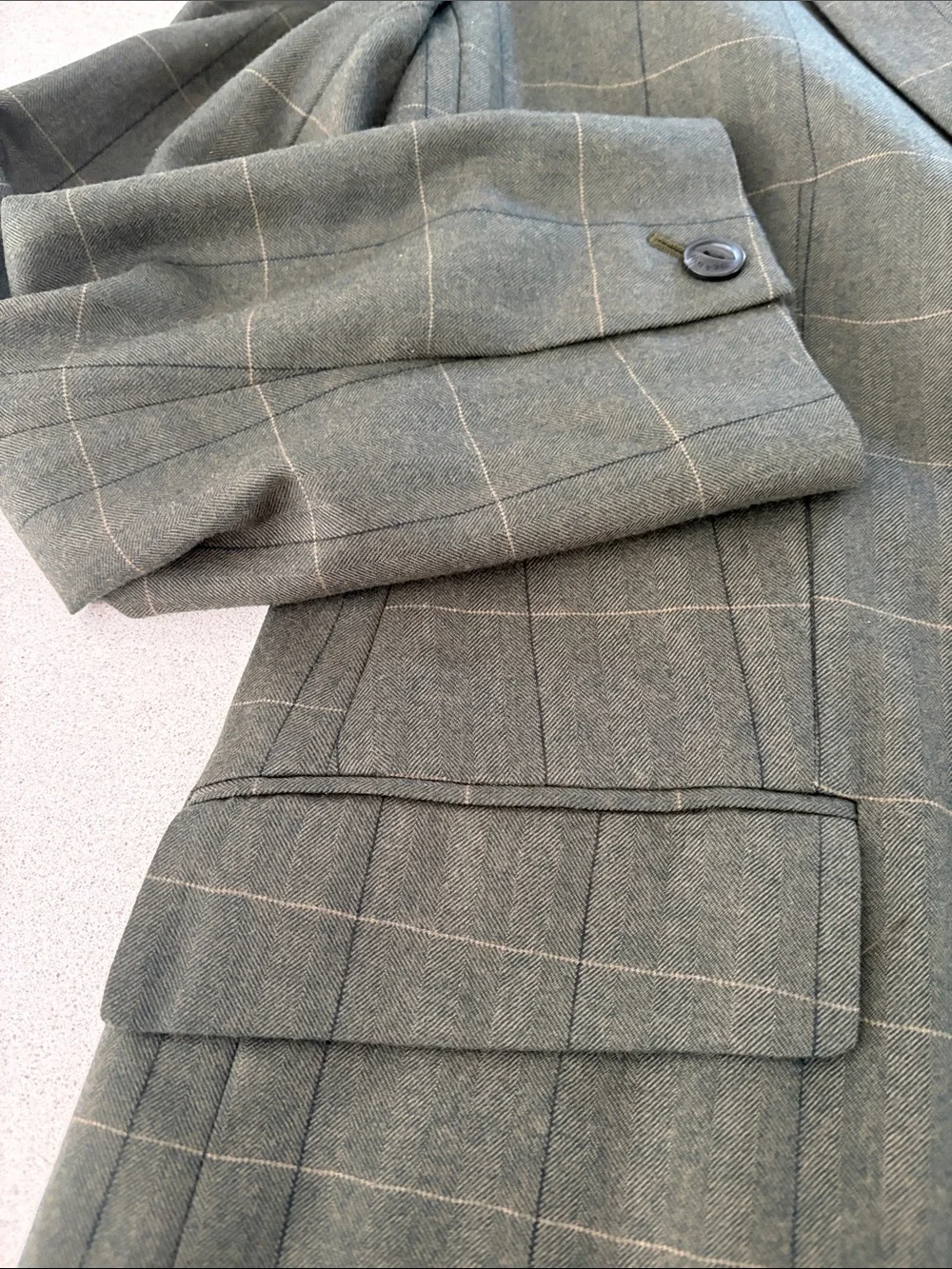 rag & bone Olive Green Windowpane Blazer